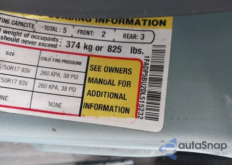 2013 Ford C-Max Hybrid Sel z USA, uszkodzony, nr VIN 1FADP5BU2DL515232